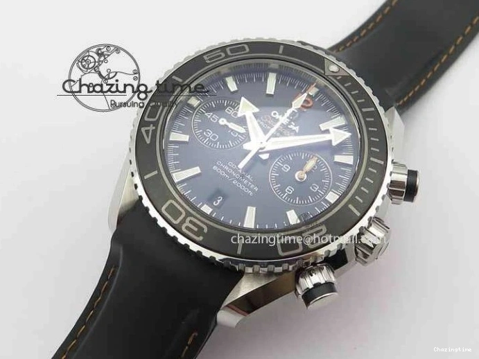 0429 Planet Ocean Master Chrono 45mm SS OM 1:1 Best Edition Black Dial Orange 12 On Rubber Strap A Durable 8169